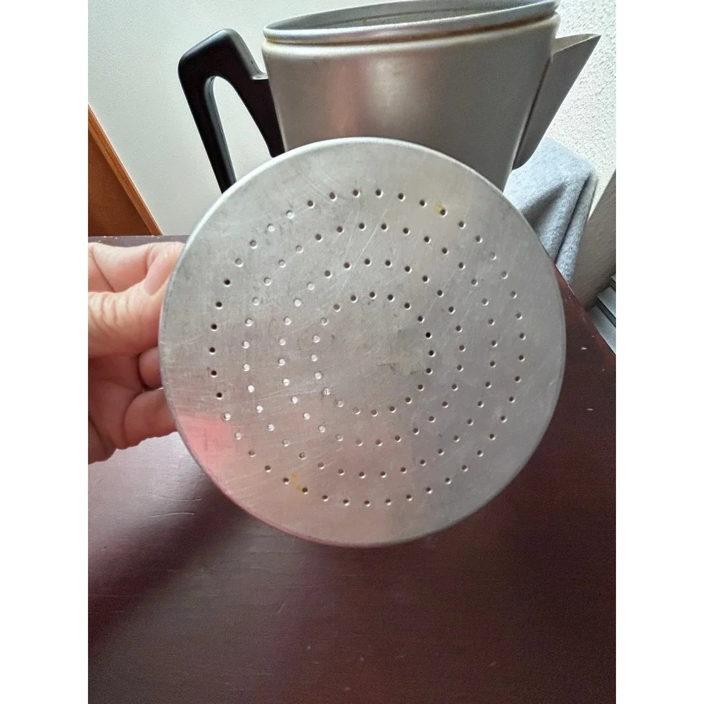 Vintage Aluminum Grease Canister with Strainer and Lid Retro Kitchen Decor